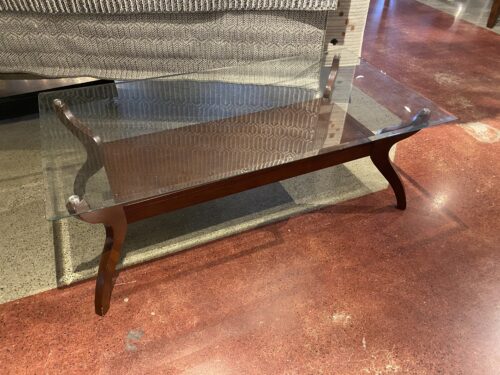Rectangular Glass Top Coffee Table with Wooden Base