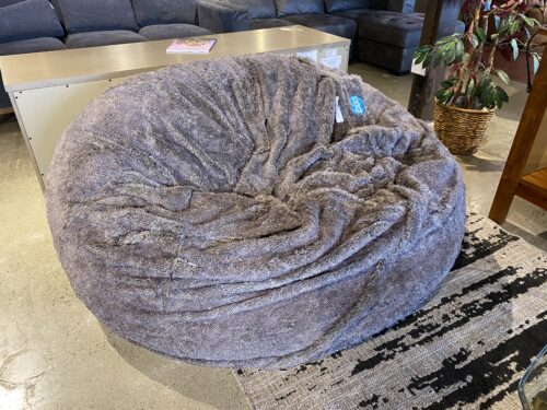 LOVESAC SuperSac Bean Bag with Soft Brown Striped Cover