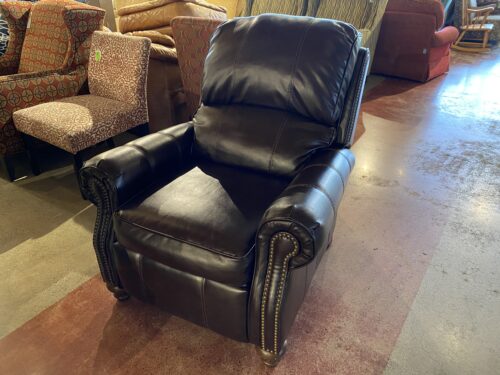 Smooth Dark Brown Recliner Chair with Nailhead Detail