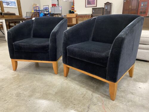 BERNHARDT Black Velvet Accent Chairs  (Set of 2)