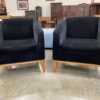 BERNHARDT Black Velvet Accent Chairs  (Set of 2)