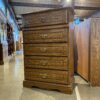 Floral Carved Five Drawer Tallboy Dresser
