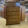 Floral Carved Five Drawer Tallboy Dresser