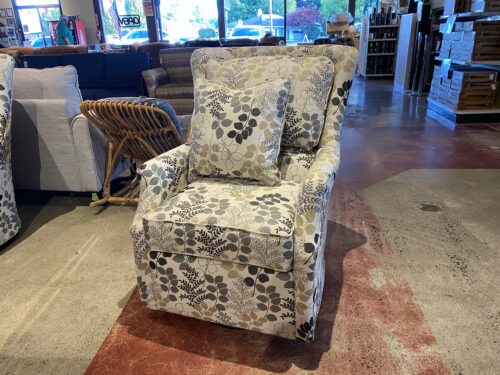 ENGLAND INC Off White Floral Swivel Chair