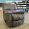 ASHLEY Smoke Grey Manual Rocking Recliner with Contrast Stitching