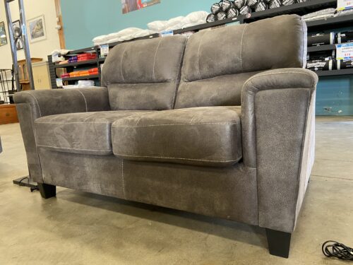 ASHLEY Smoke Grey Loveseat  with Contrast Stitching