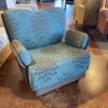 Blue Rolling Chair with Grey Floral Design