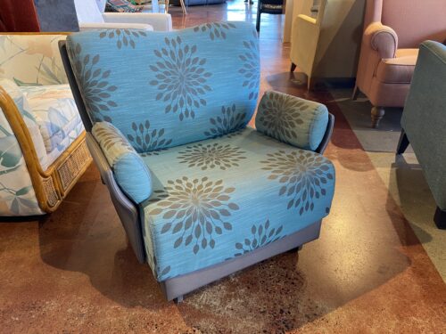 Blue Rolling Chair with Grey Floral Design