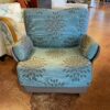 Blue Rolling Chair with Grey Floral Design