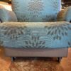 Blue Rolling Chair with Grey Floral Design