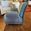 Blue Rolling Chair with Grey Floral Design