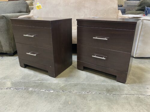 Dark Walnut 2 Drawer Nightstands