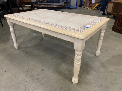 Farmhouse Style Wood and Tile Dining Table