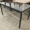 Outdoor Metal Base Dining Table with Glass Top