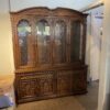 THOMASVILLE Solid Dark Oak Buffet Hutch with Lattice Design Doors