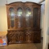THOMASVILLE Solid Dark Oak Buffet Hutch with Lattice Design Doors