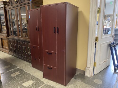 Cherry Finished Office Cabinet w/ Lockable Drawer