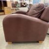 Chocolate Brown Leather Loveseat with Large Sloped Arms