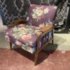 Purple Floral Chair with Retro Wood Frame