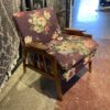 Purple Floral Chair with Retro Wood Frame