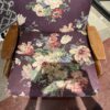 Purple Floral Chair with Retro Wood Frame