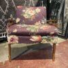 Purple Floral Chair with Retro Wood Frame