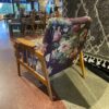Purple Floral Chair with Retro Wood Frame