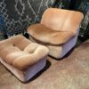 Rose Pink Velvet Scoop Lounge Chair with Ottoman