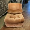 Rose Pink Velvet Scoop Lounge Chair with Ottoman