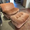 Rose Pink Velvet Scoop Lounge Chair with Ottoman