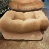 Rose Pink Velvet Scoop Lounge Chair with Ottoman