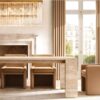 NEW! RH Wyeth Travertine Stone Parsons Dining Table