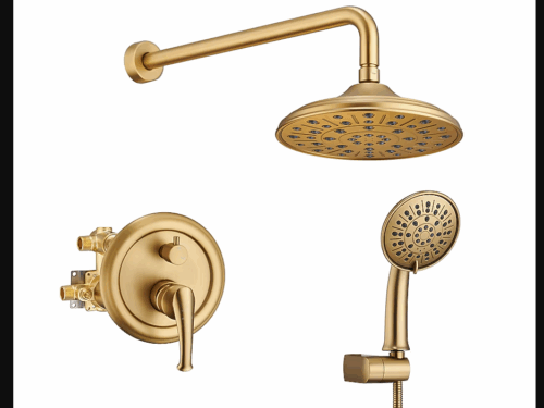 CASAINC Brushed Gold Built-In Shower Faucet System w/ 2-Way Diverter Model #HM-B207-SQ-BG