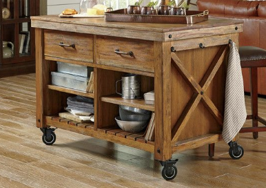 BIRCH LANE Vargas 2-Drawer Kitchen Island w/ Locking Wheels