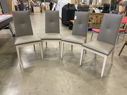 TIVOLI  Made in Italy Set of 4 Grey Leather Dining Chair