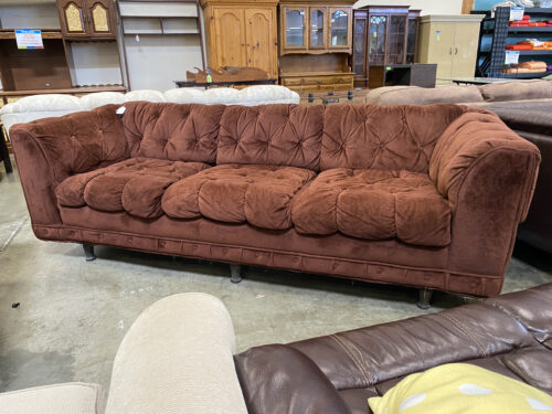 LEVITZ Vintage Fuzzy Brick Red Upholstered Sofa