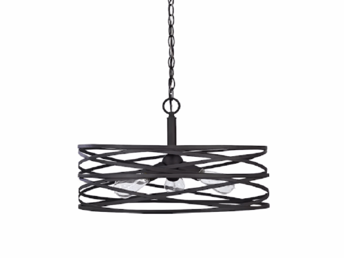 ALLEN + ROTH  Winship 3 Light Bronze Finish Drum Pendant