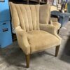 Tufted Suede Leather Armchair w/ nailhead Trim