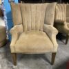 Tufted Suede Leather Armchair w/ nailhead Trim