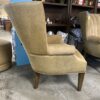 Tufted Suede Leather Armchair w/ nailhead Trim