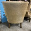 Tufted Suede Leather Armchair w/ nailhead Trim