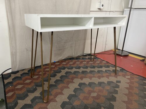 Minimalist White Desk w/ Bronze Legs