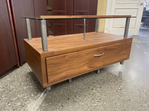 Wooden Console Table w/ Glass Top