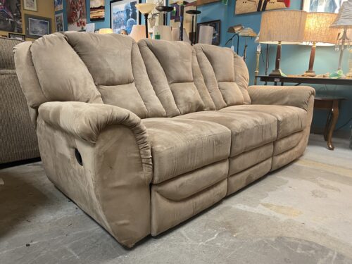 Microsuede Reclining 3 Seater Tan Sofa
