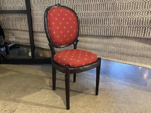 Dark Trunk Texture Red Seat Dining Chair
