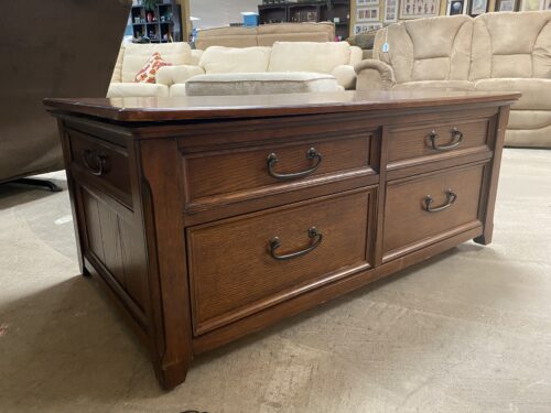Dark Wood Expandable Coffee Table w/ 2 Drawers