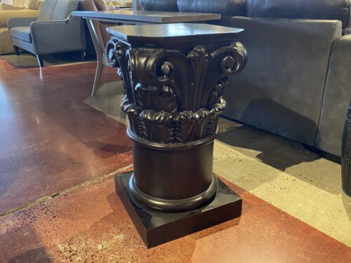Hefty Ornate Dark Wood Display Pedestal