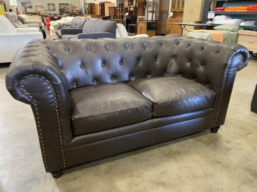 COASTER Roy Espresso Brown Leather Chesterfield Loveseat