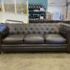 COASTER Roy Espresso Brown Leather Chesterfield Sofa