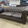 COASTER Roy Espresso Brown Leather Chesterfield Sofa